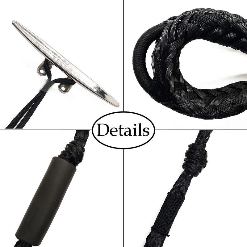 AQINGR Bungee Dock Lines for Boats Bungee Dock Lines Shock Bungee Docking Rope Stretchable Mooring Rope with Stainless Steel Clip 4 Pack Black - Image 3